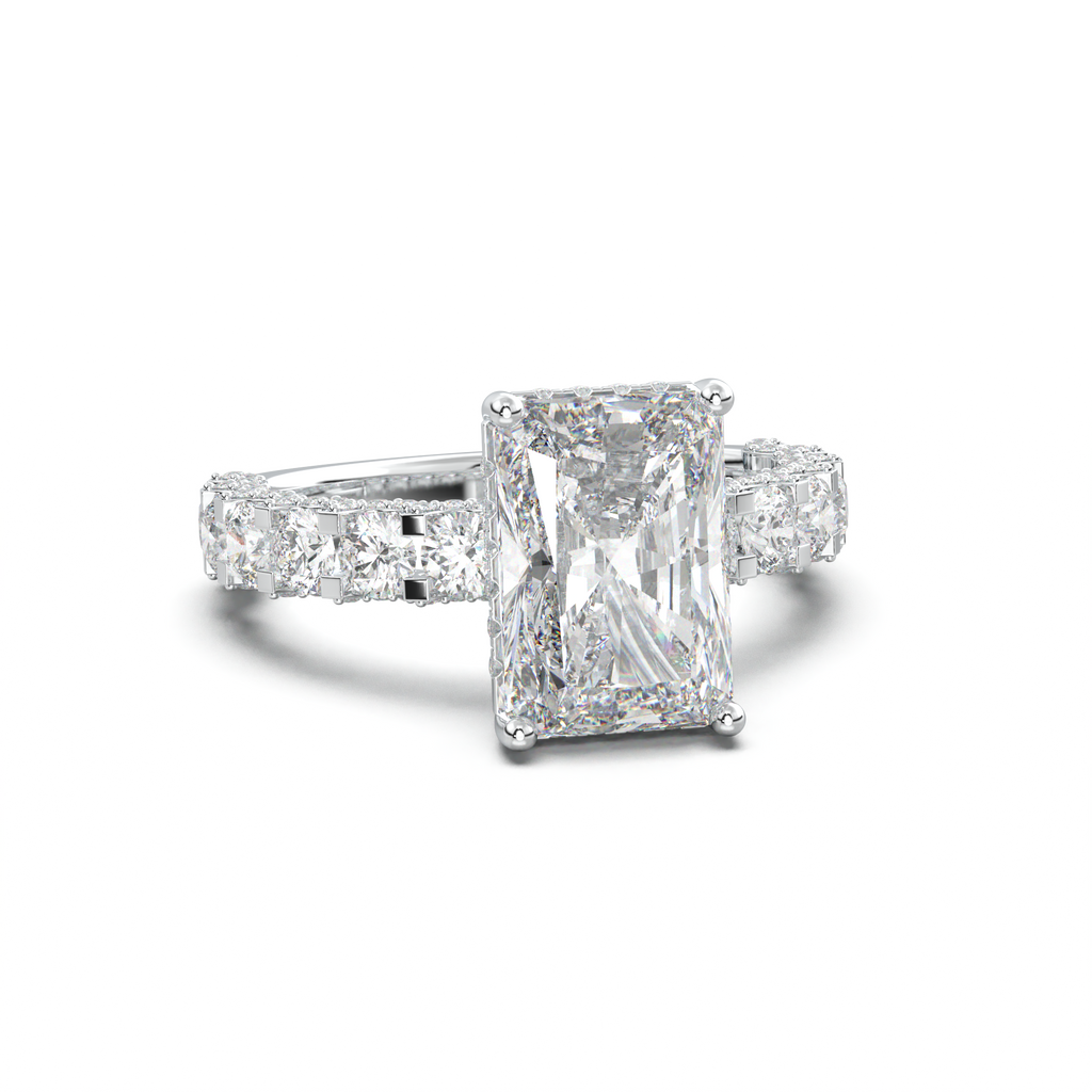 Radiant Diamond Band Engagement Ring