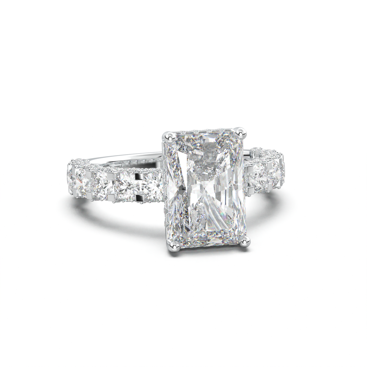 Radiant Diamond Band Engagement Ring