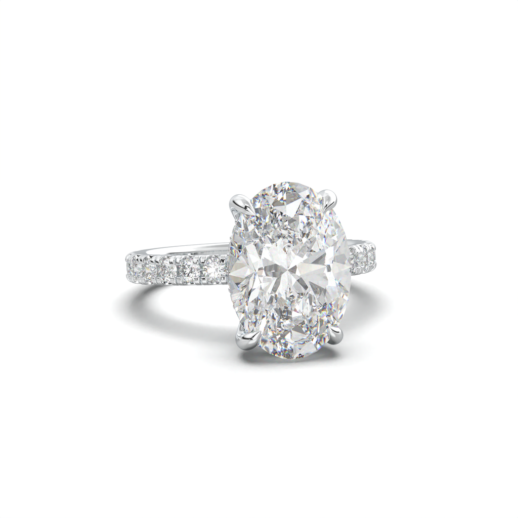 Oval Pavé Hidden Halo Engagement Ring