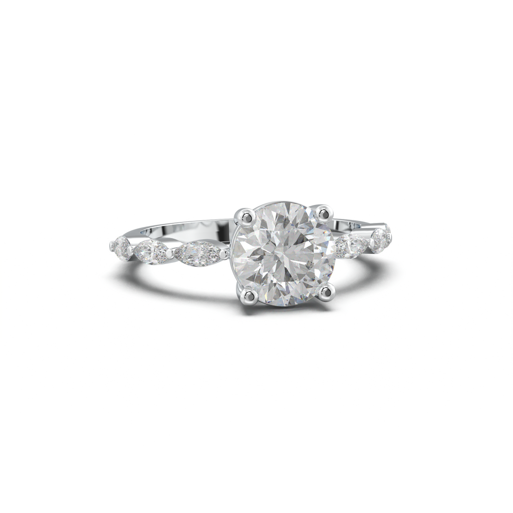 Round Marquise Side-Stone Engagement Ring