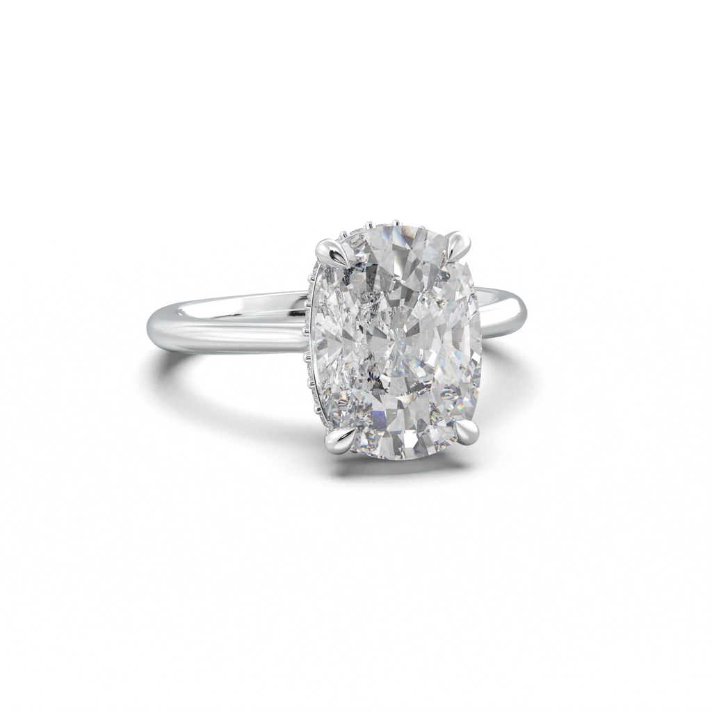 Cushion Hidden Halo Engagement Ring