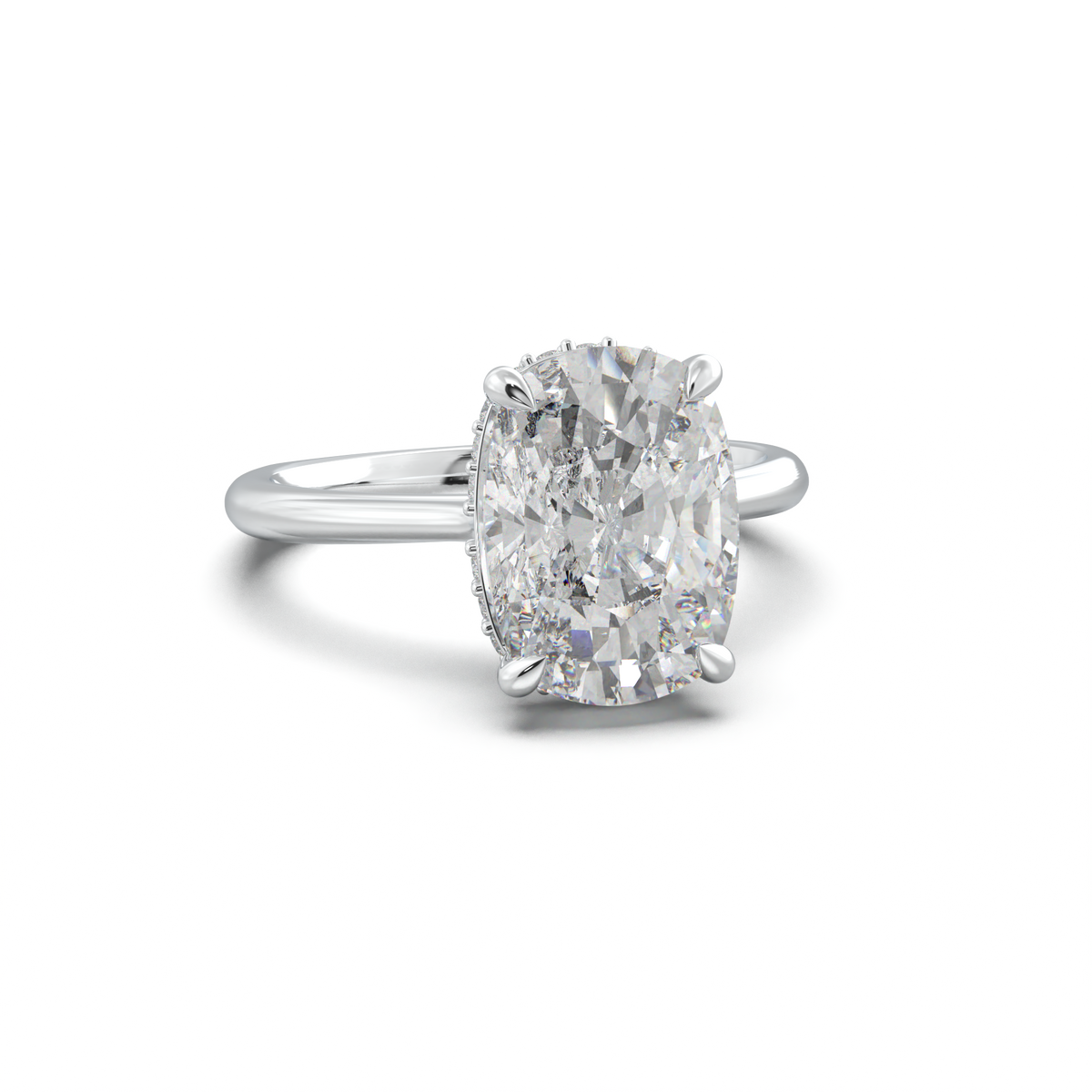 Cushion Hidden Halo Engagement Ring