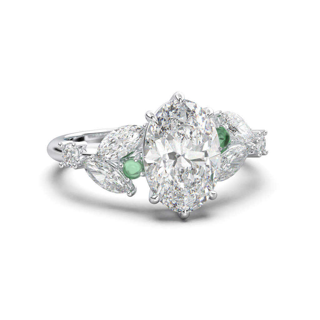 Oval Marquise-Accent Engagement Ring