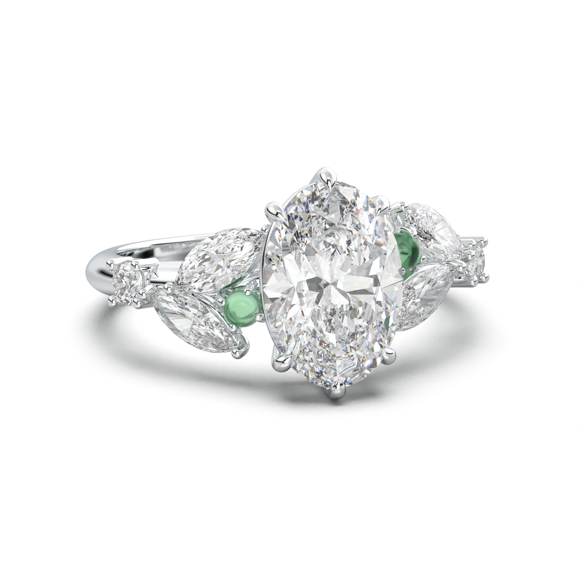 Oval Marquise-Accent Engagement Ring
