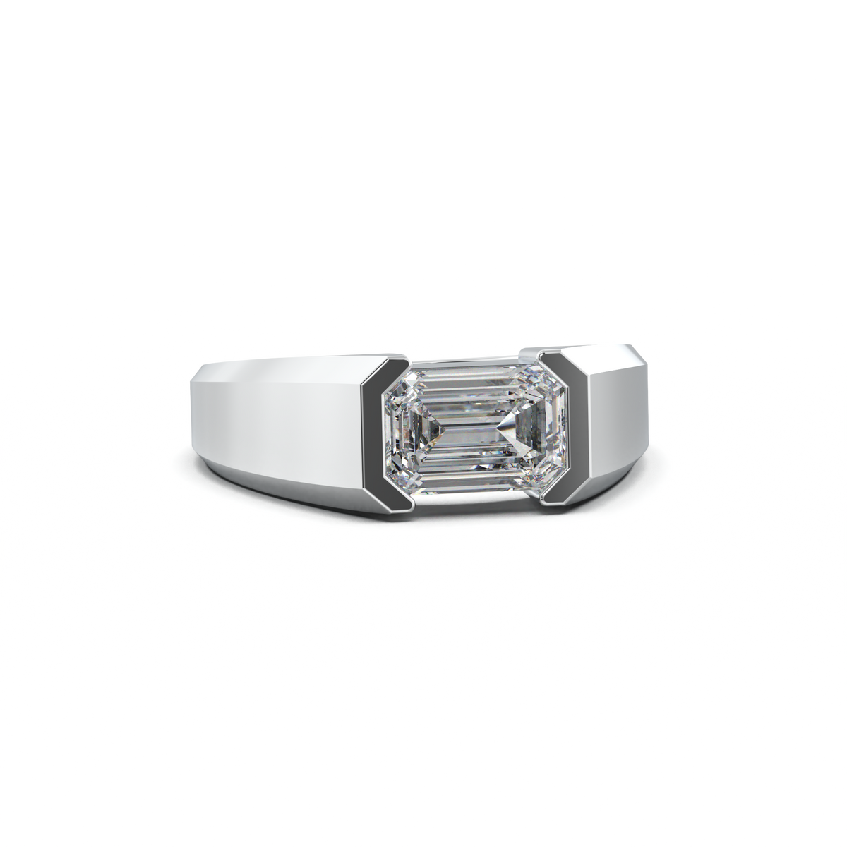 East-West Emerald Men's Ring