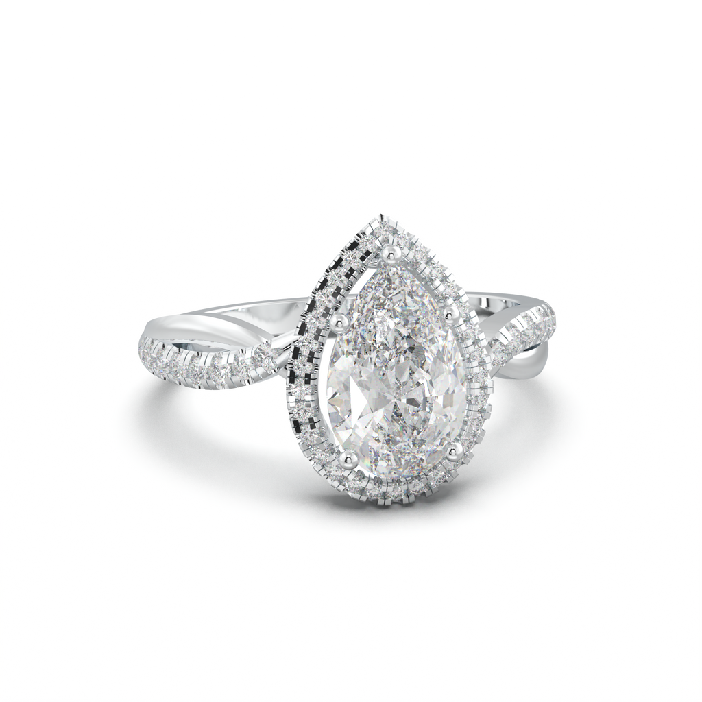 Pear Halo Twisted Pavé Engagement Ring