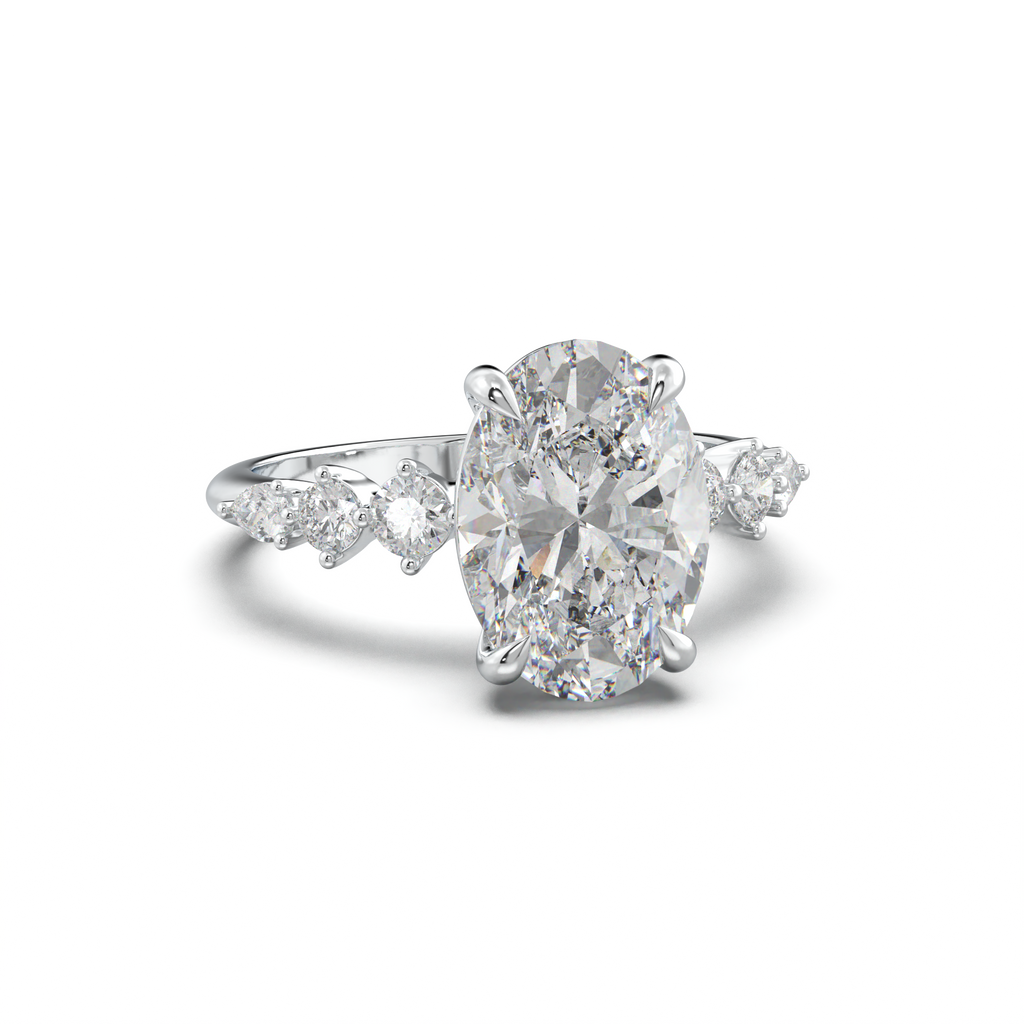 Oval Pear-Accent Engagement Ring