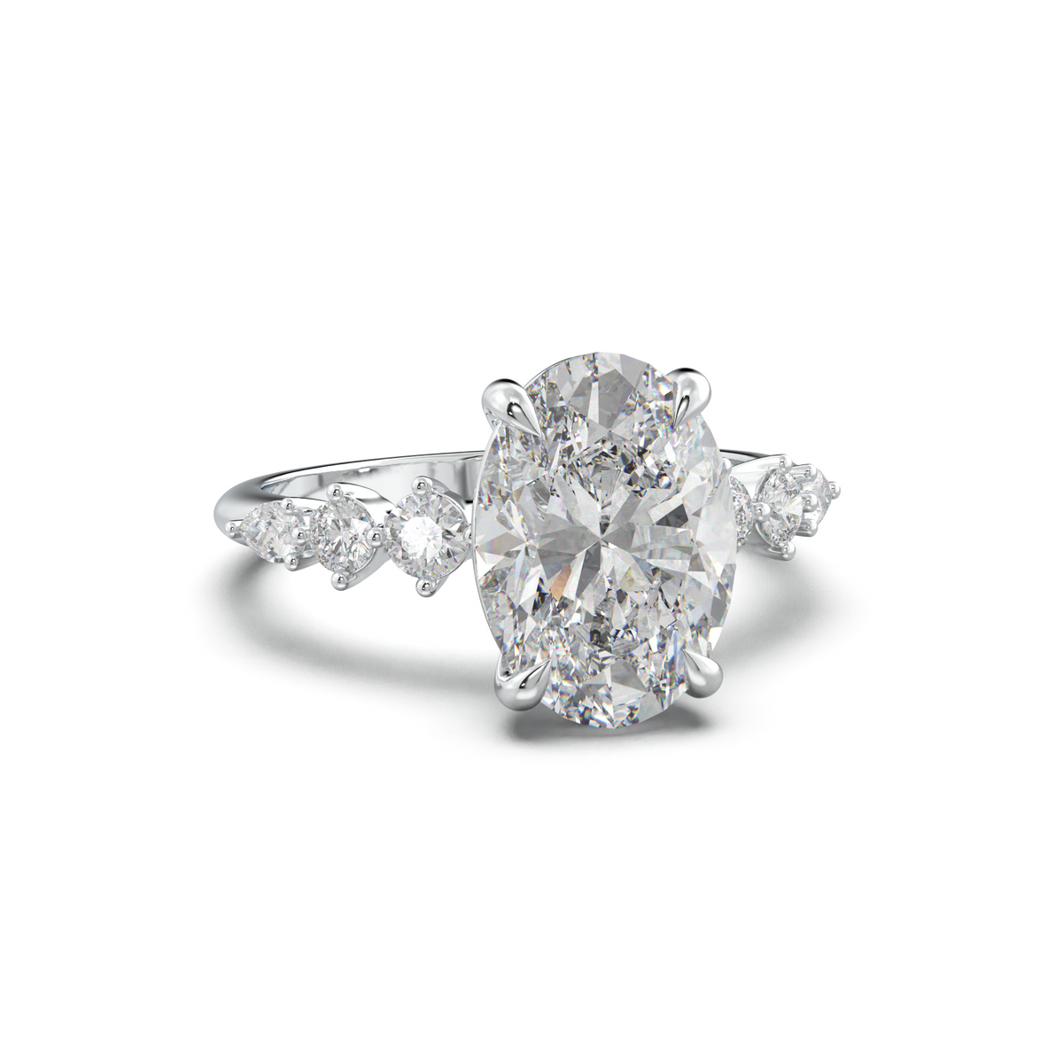 Oval Pear-Accent Engagement Ring