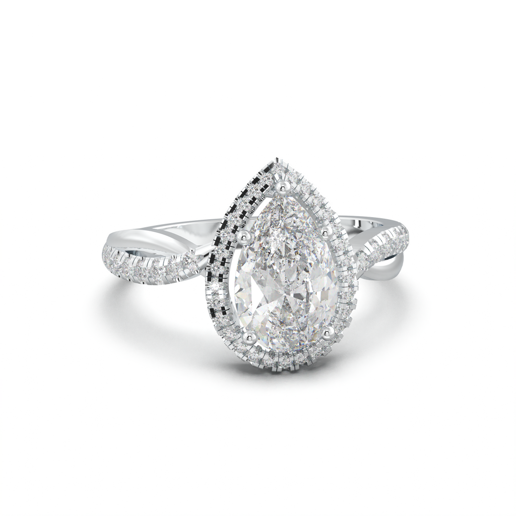 Pear Halo Twisted Pavé Engagement Ring