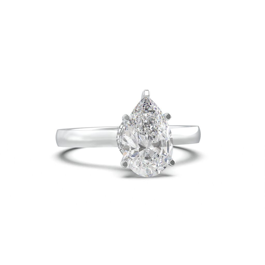 Pear Hidden Halo Engagement Ring