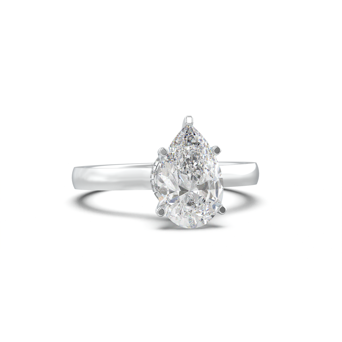 Pear Hidden Halo Engagement Ring