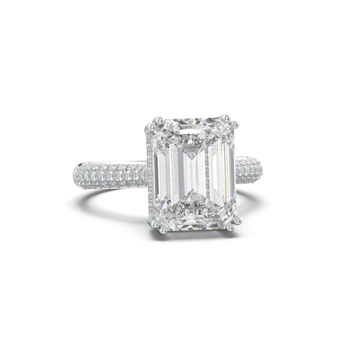 Emerald Double Pavé Engagement Ring