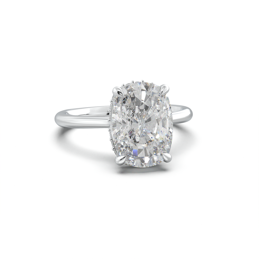 Cushion Hidden Halo Engagement Ring