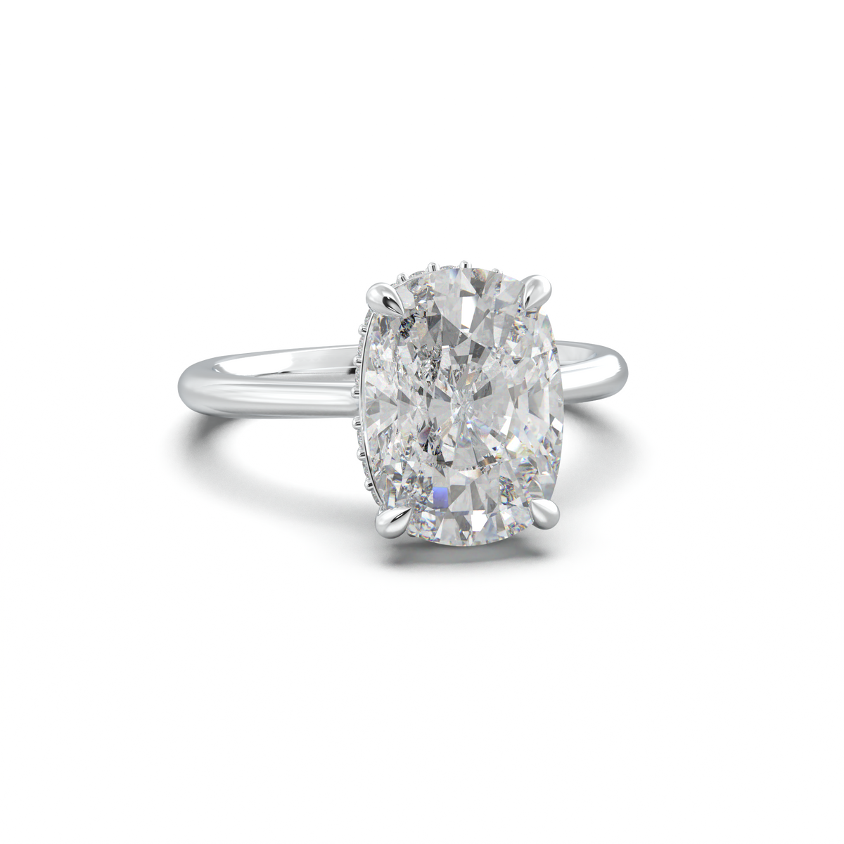 Cushion Hidden Halo Engagement Ring