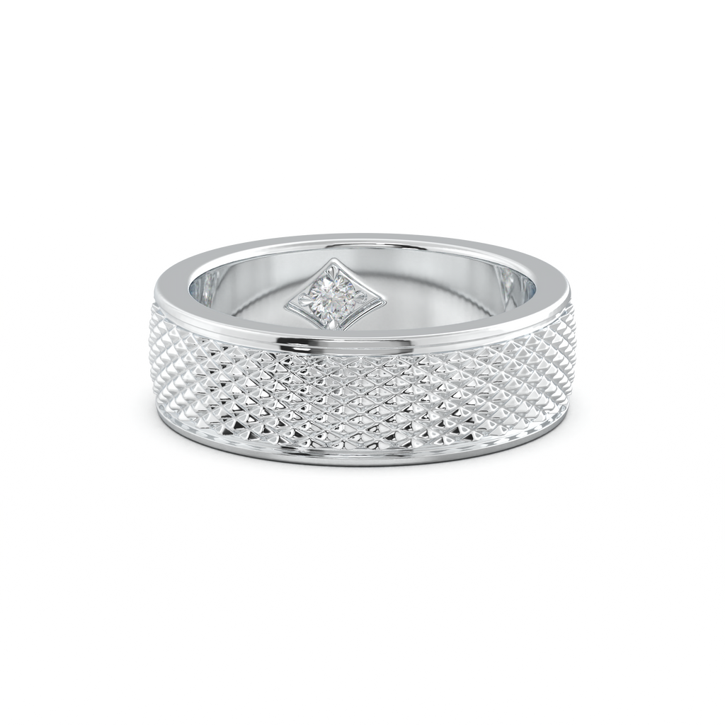 Diamond-Cut Textured Men's Wedding Band