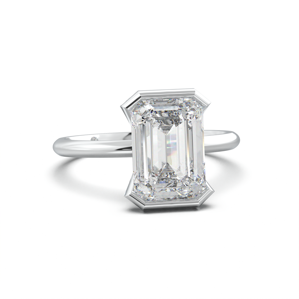 Emerald Hidden Halo Engagement Ring