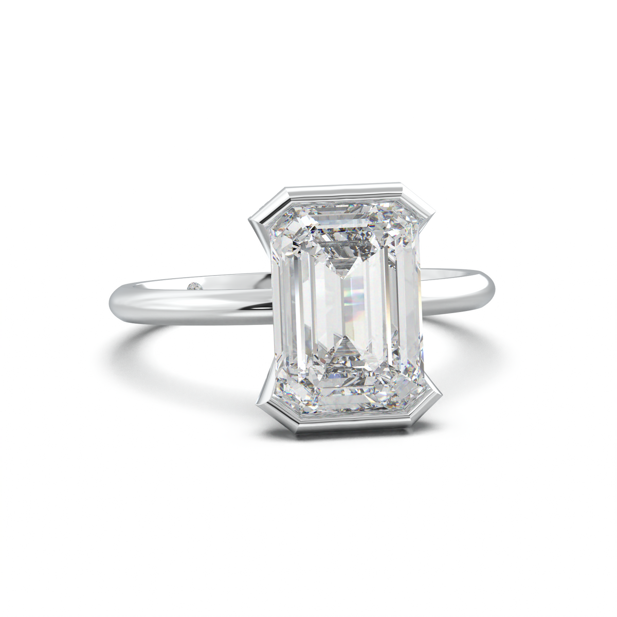 Emerald Hidden Halo Engagement Ring