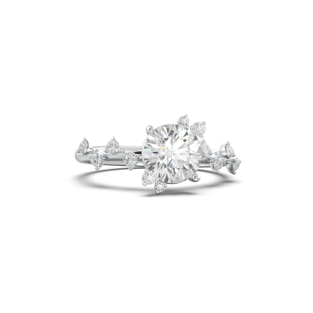 Round Botanical Accent Engagement Ring