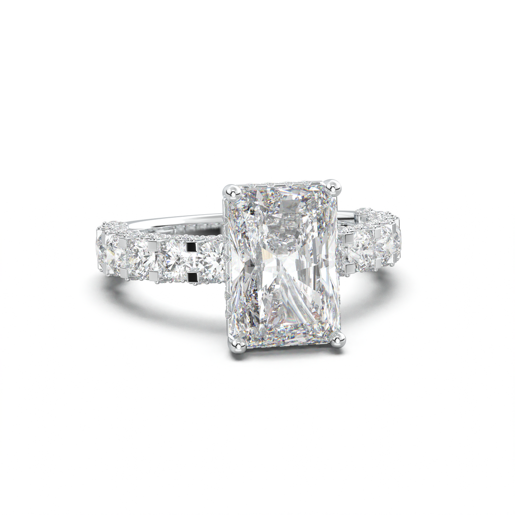 Radiant Diamond Band Engagement Ring
