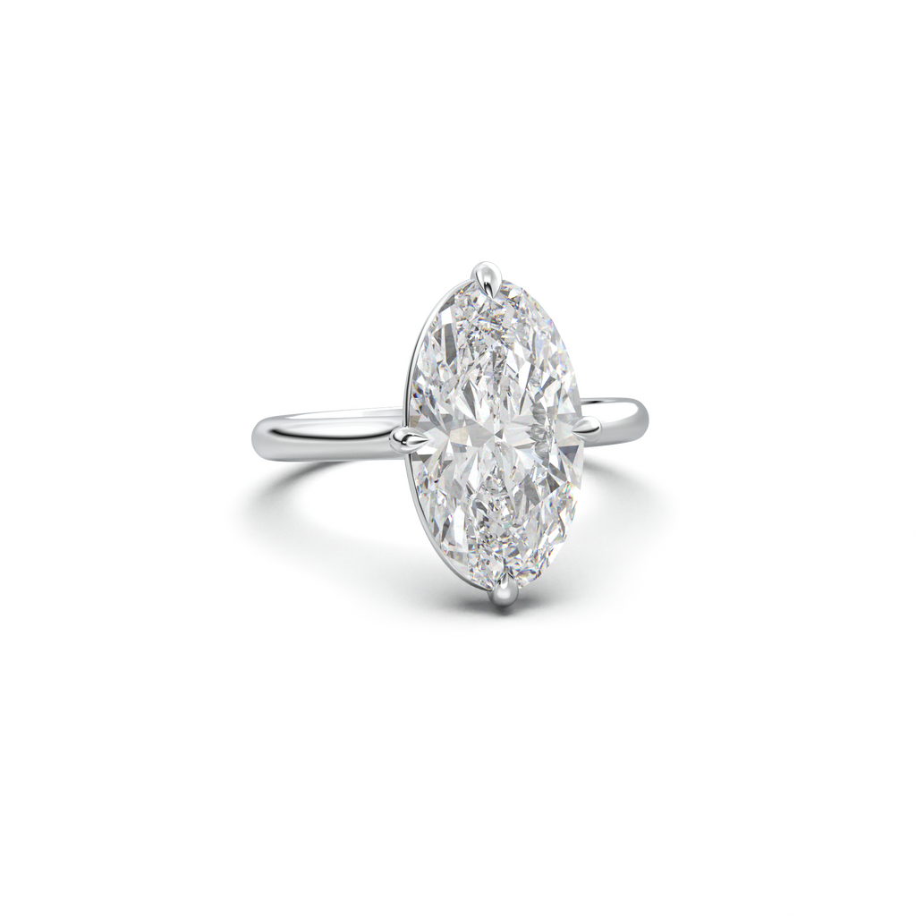 Elongated Moval Solitaire Engagement Ring