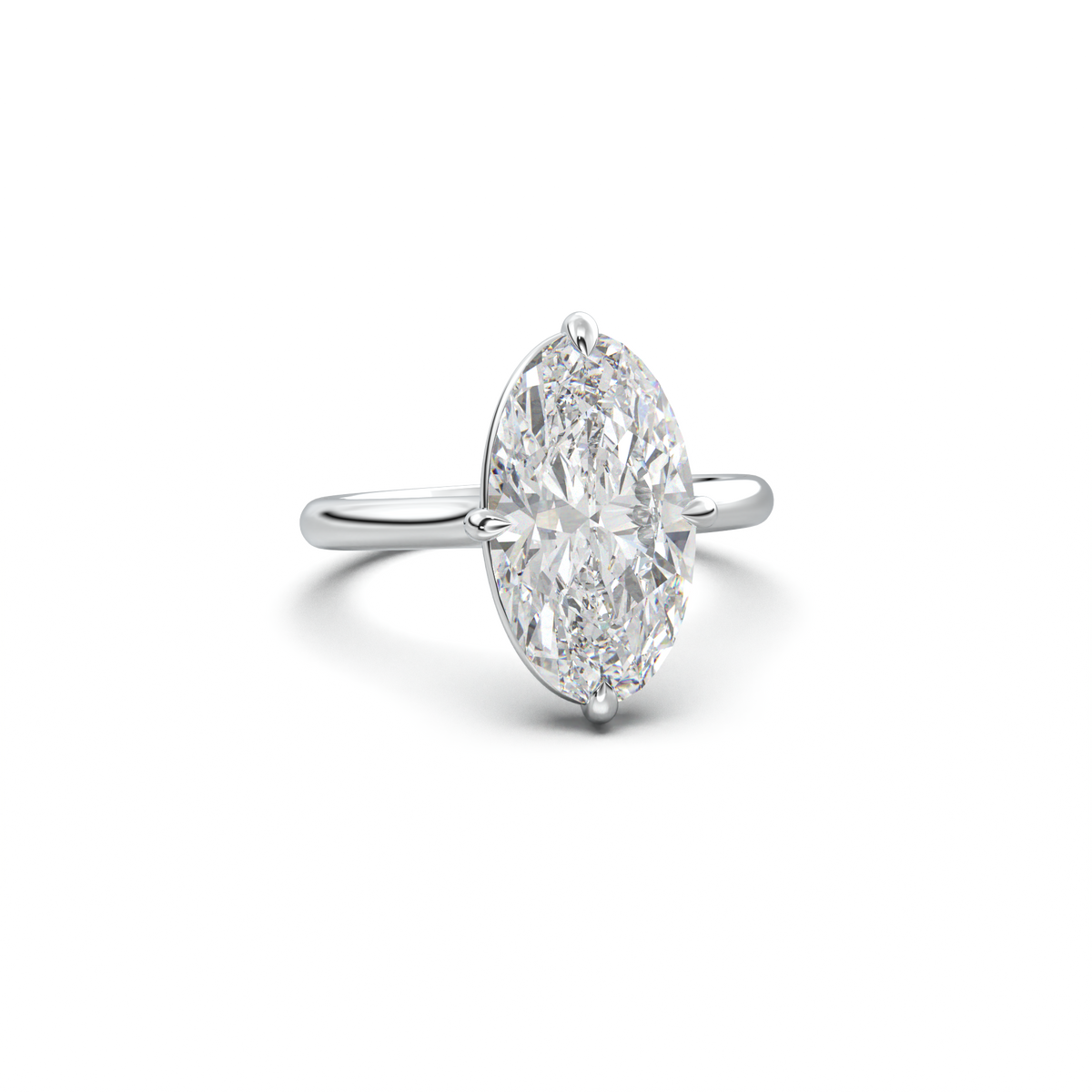 Elongated Moval Solitaire Engagement Ring
