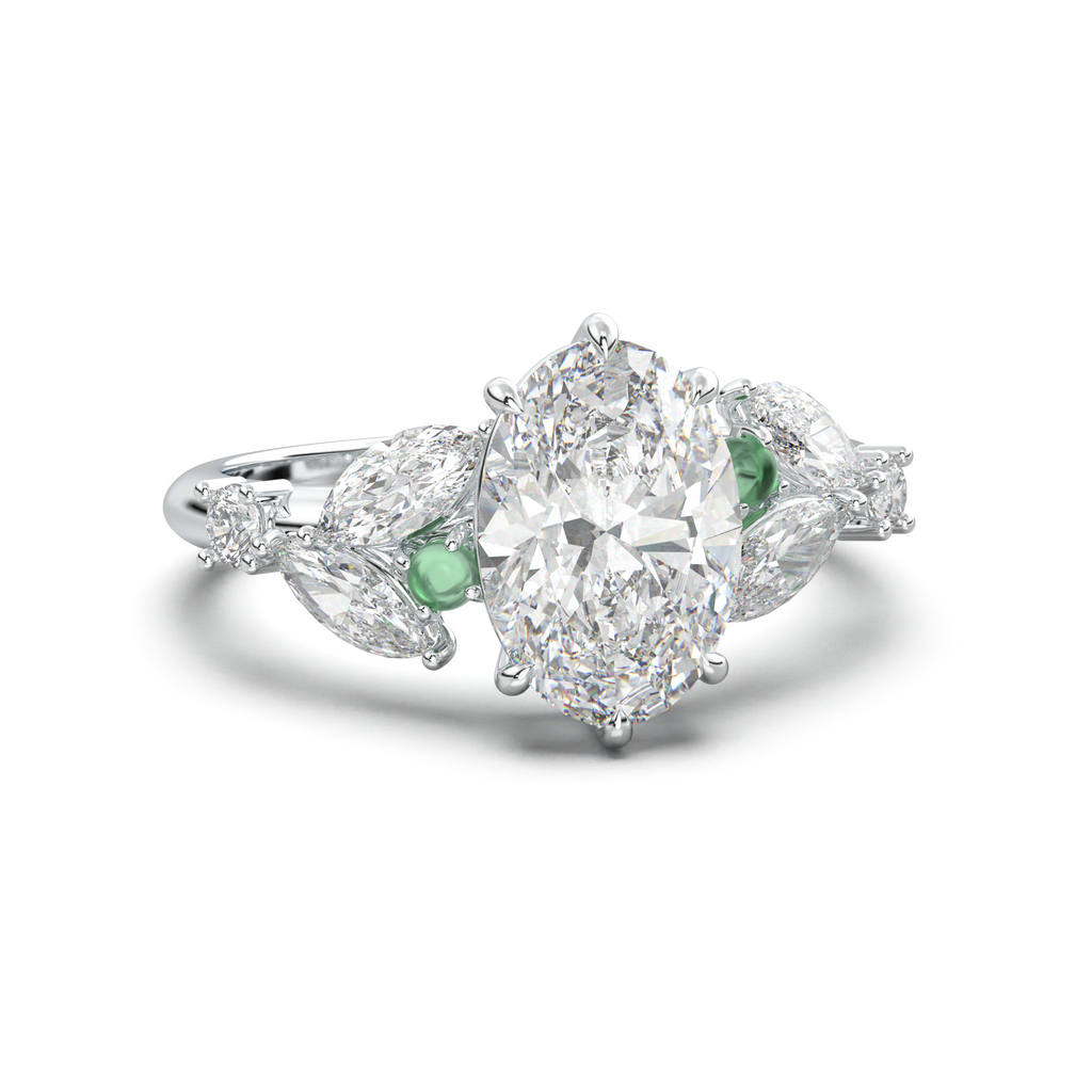 Oval Marquise-Accent Engagement Ring