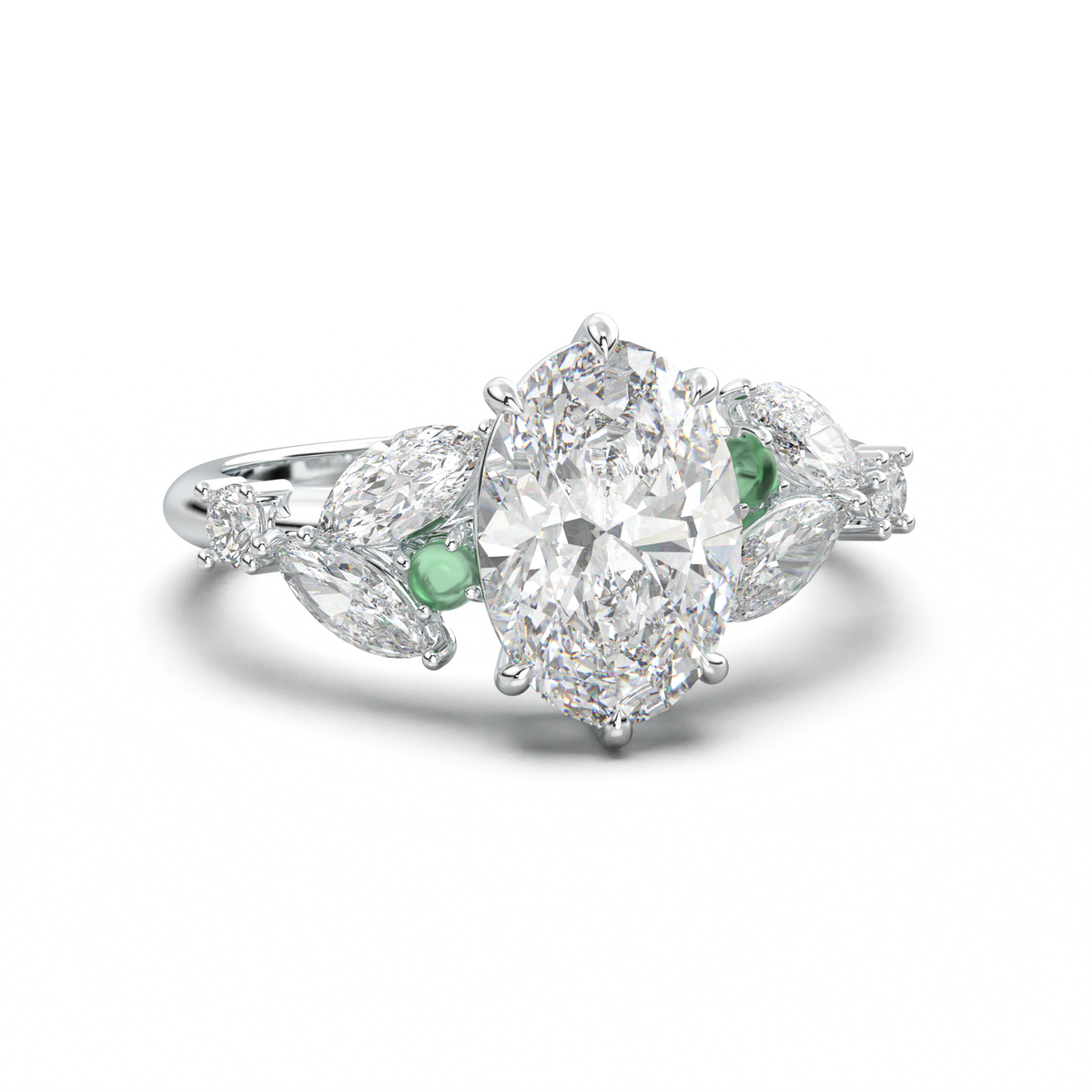 Oval Marquise-Accent Engagement Ring