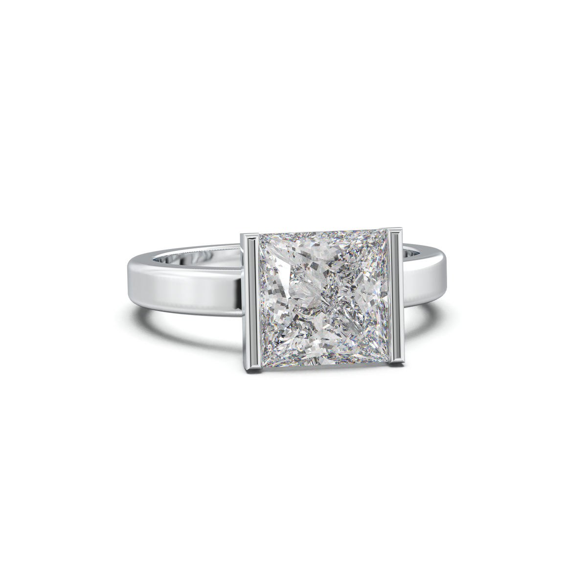 Princess Half-Bezel Engagement Ring