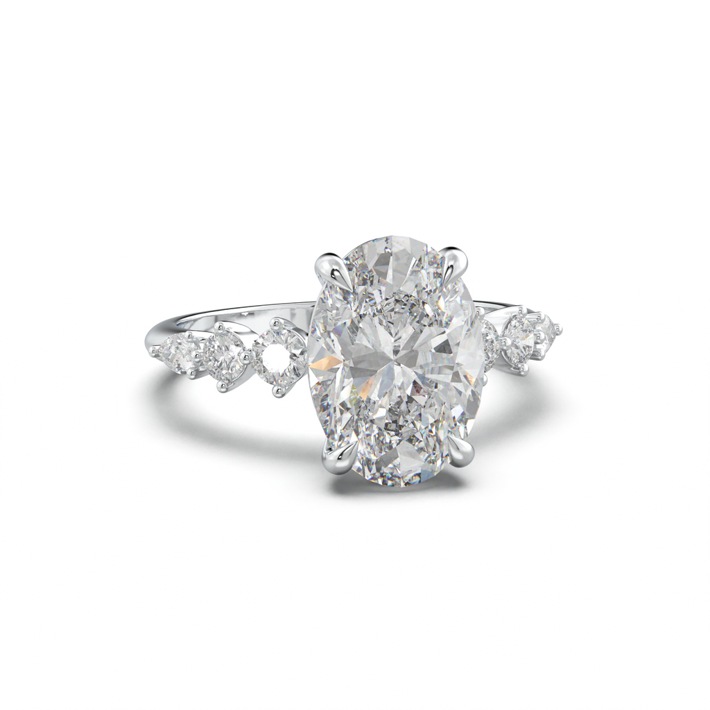 Oval Pear-Accent Engagement Ring