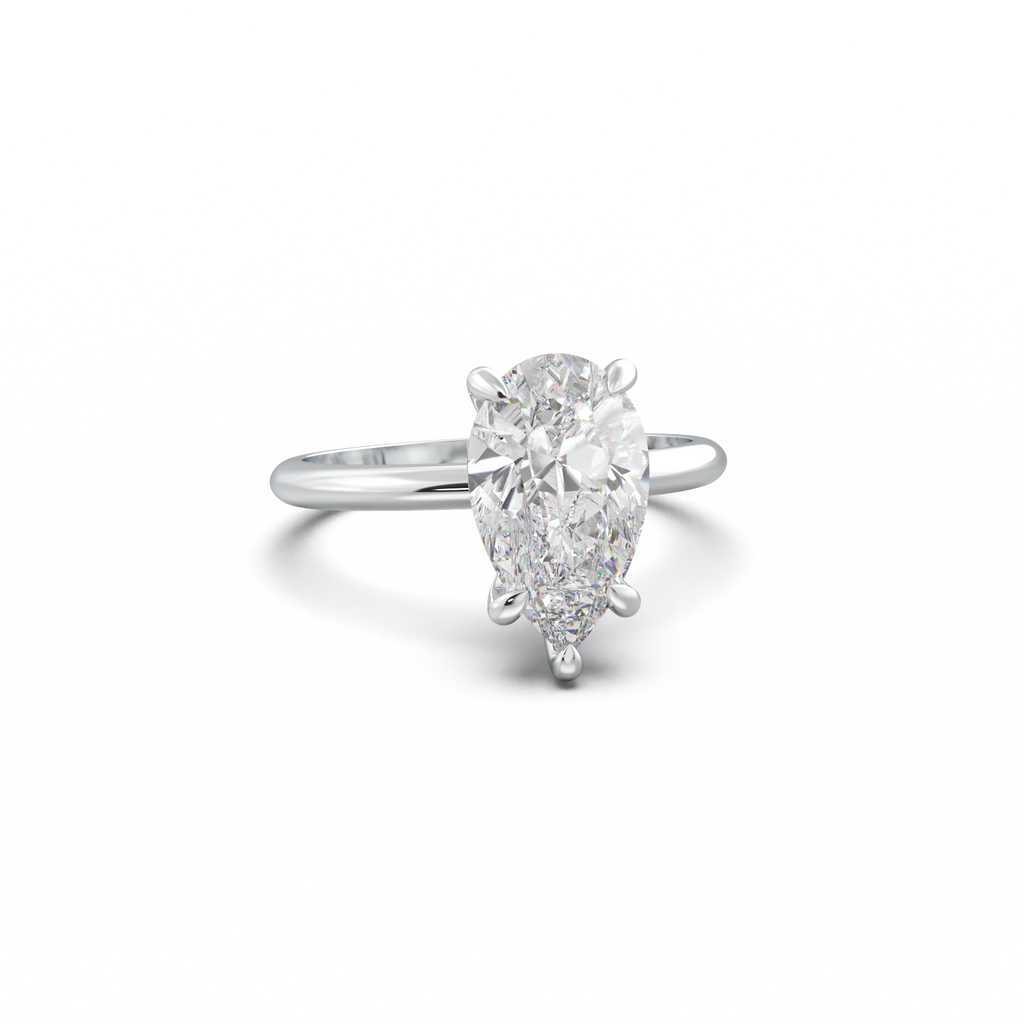 Pear Hidden Halo Engagement Ring