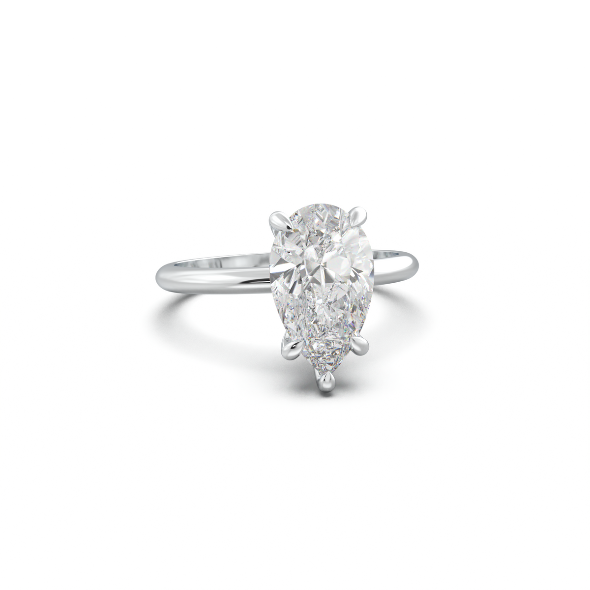 Pear Hidden Halo Engagement Ring