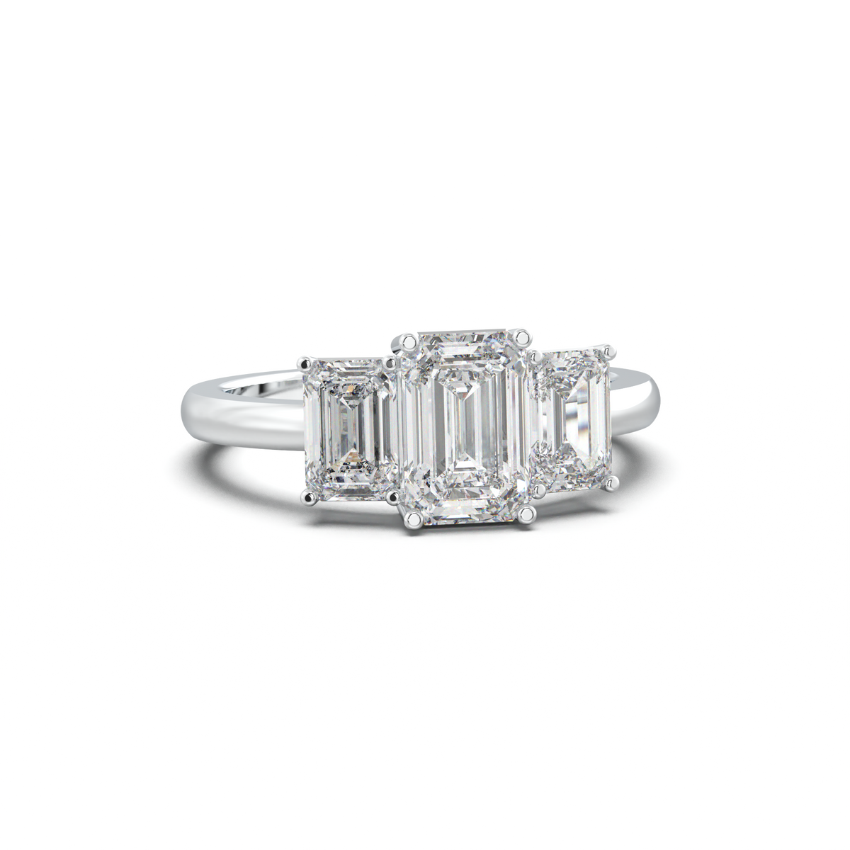 Emerald Three-Stone Engagement Ring