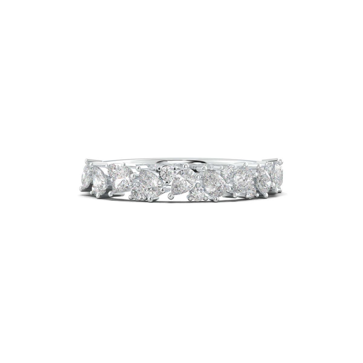 Alternating Pear & Round Half-Eternity Wedding Band