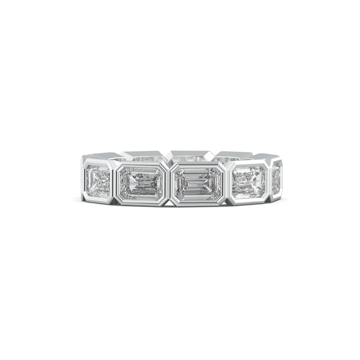 Emerald-Cut Bezel-Style Eternity Wedding Band
