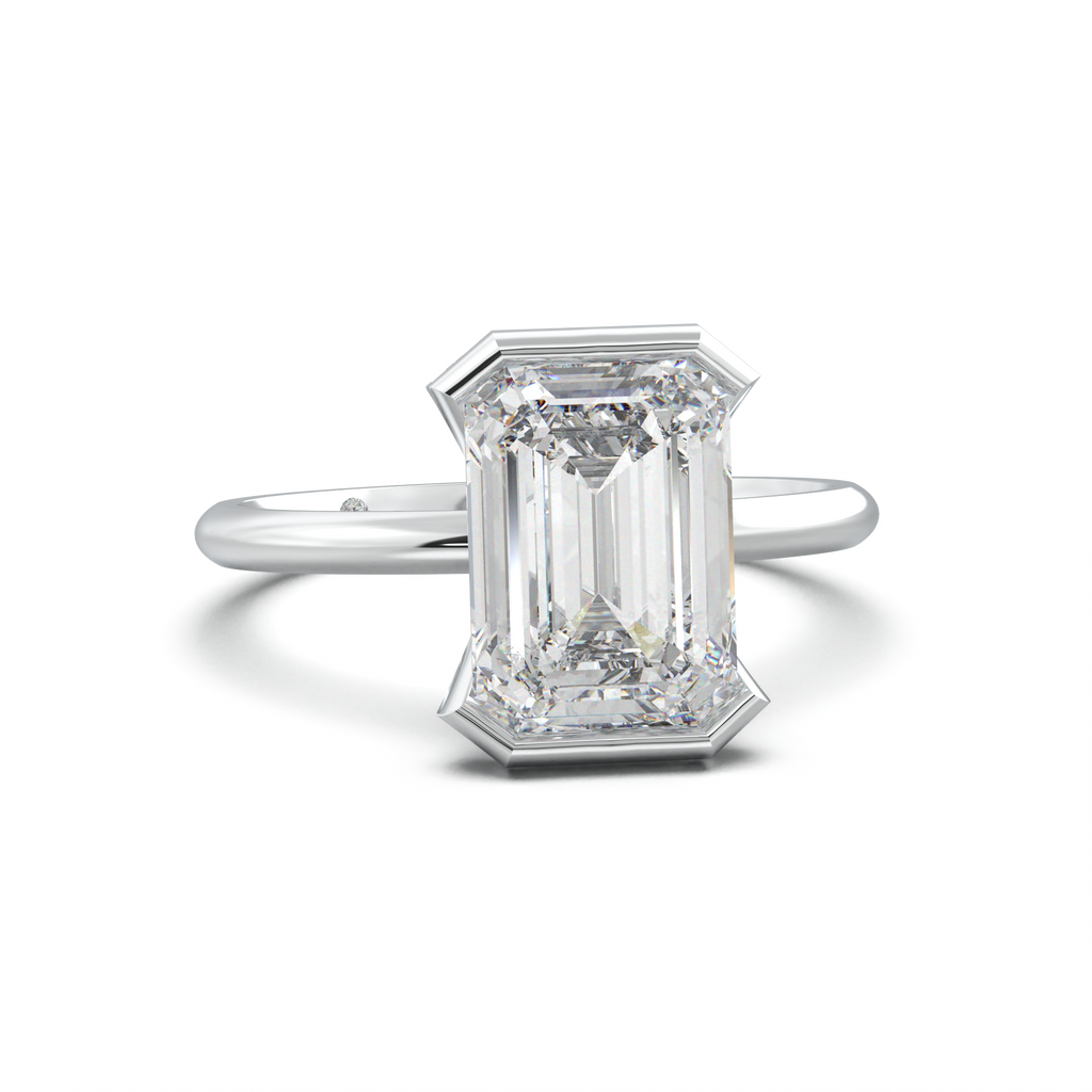 Emerald Hidden Halo Engagement Ring