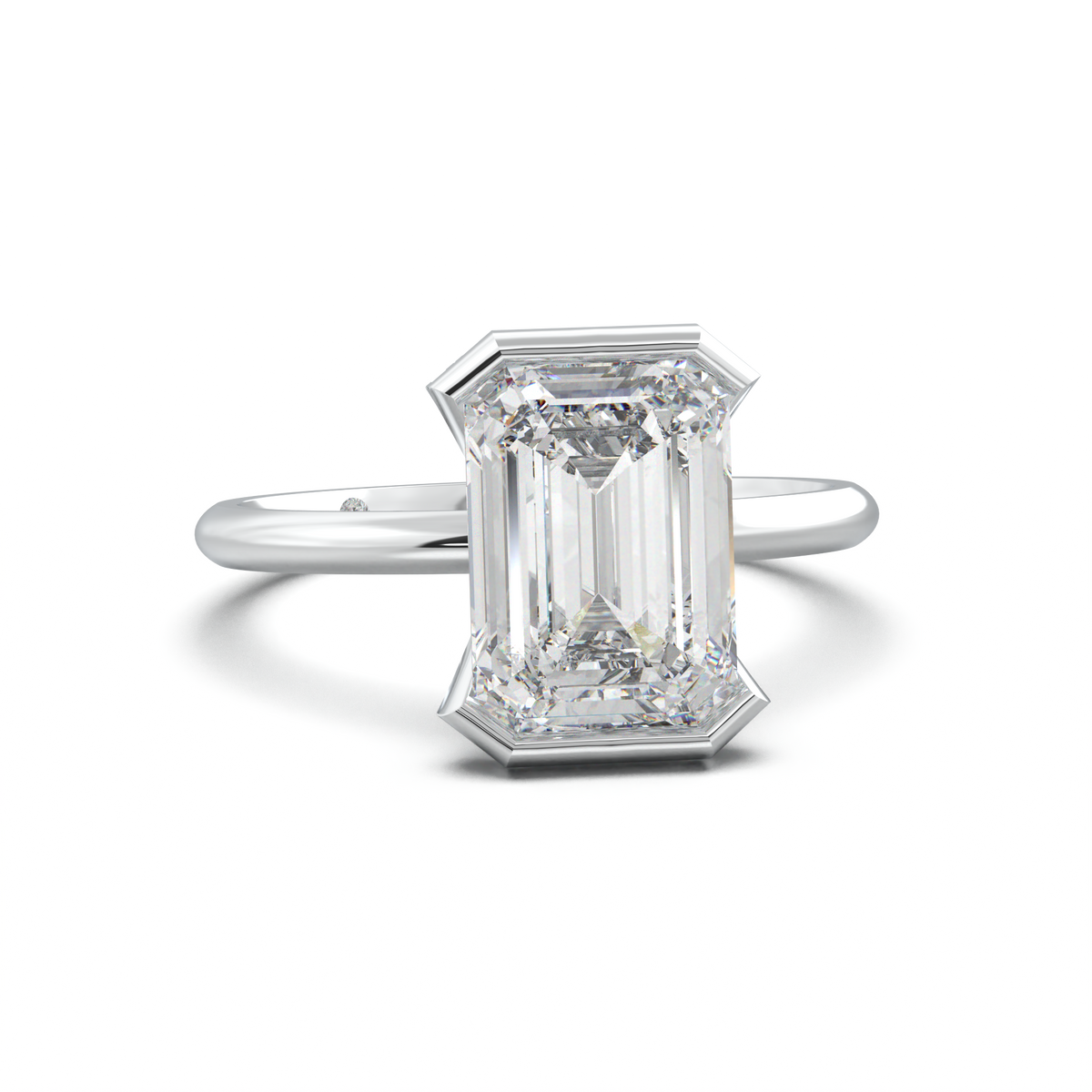 Emerald Hidden Halo Engagement Ring
