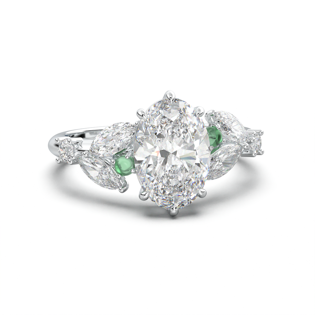 Oval Marquise-Accent Engagement Ring