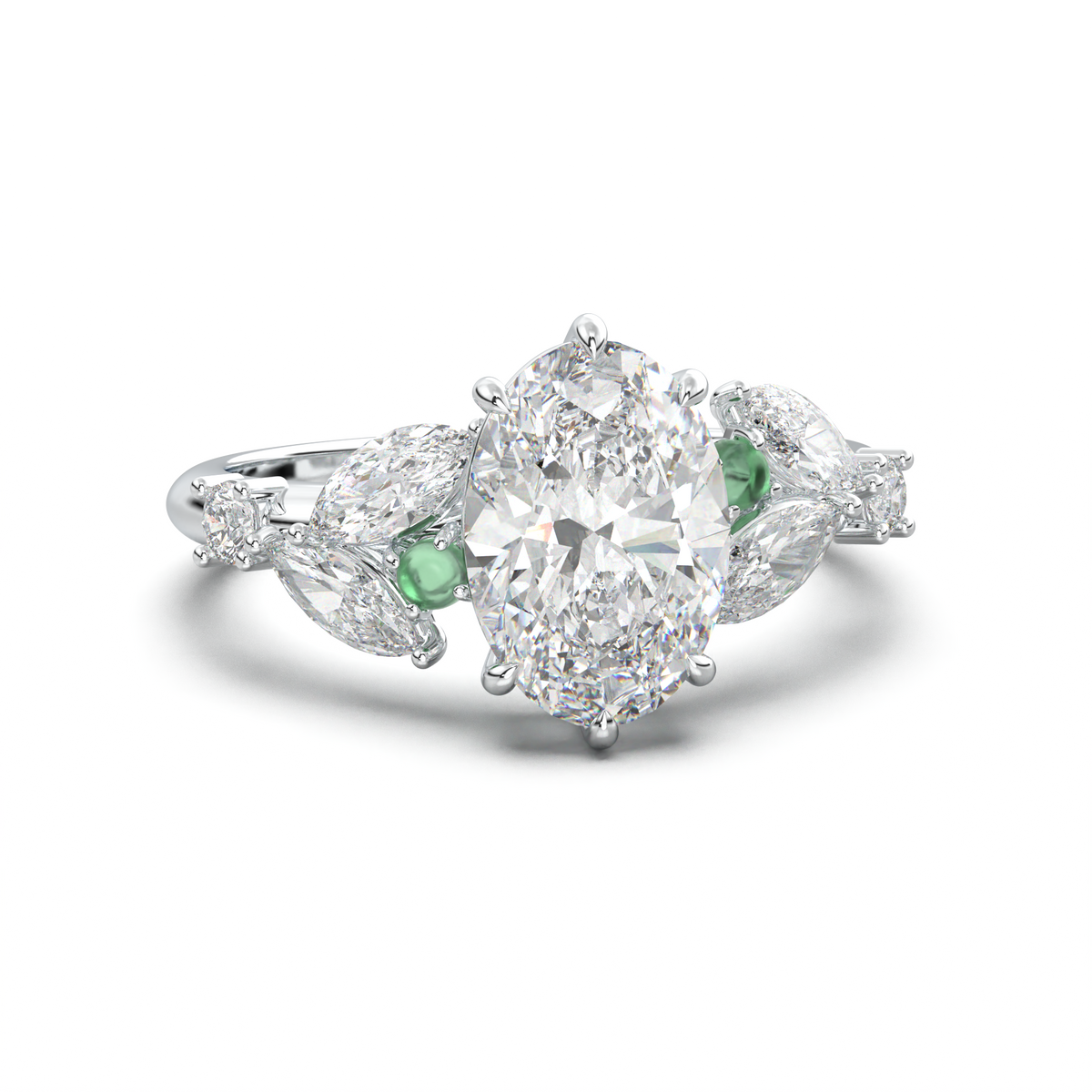 Oval Marquise-Accent Engagement Ring