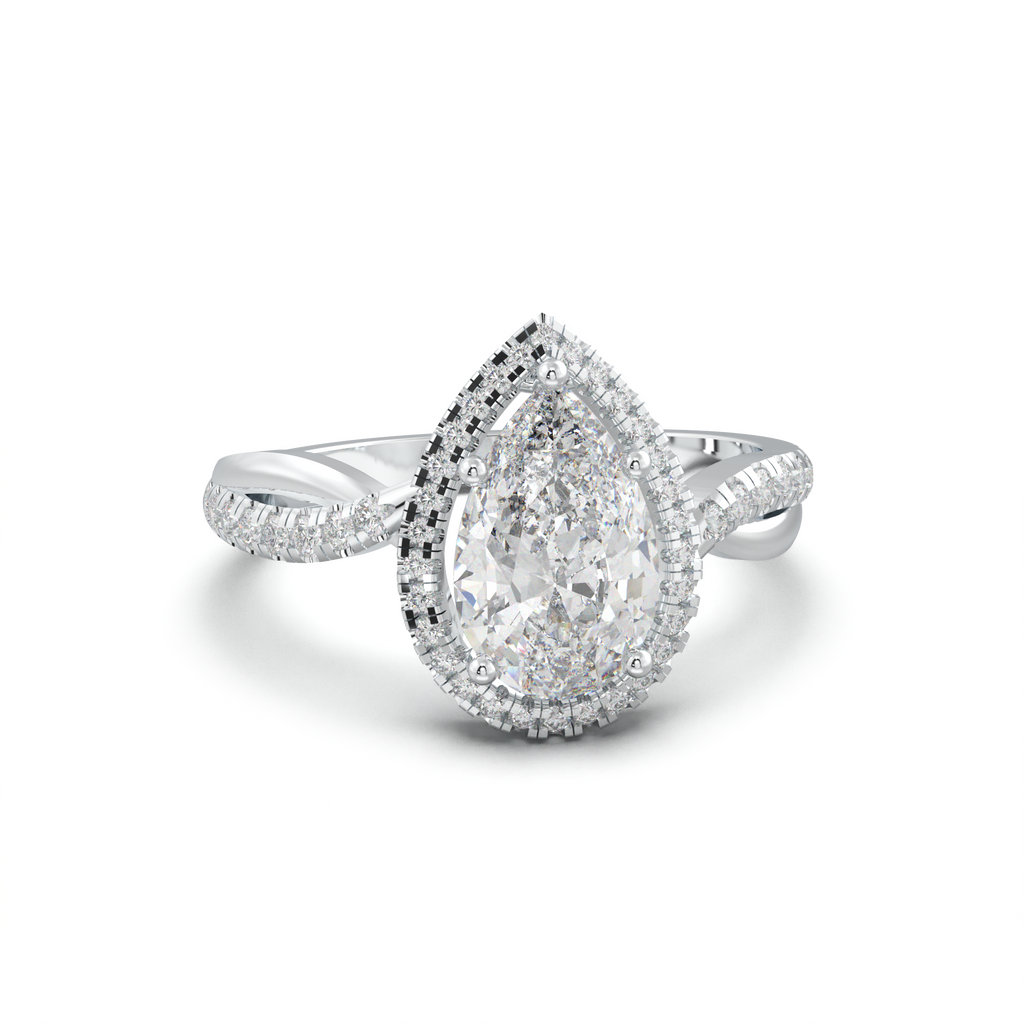 Pear Halo Twisted Pavé Engagement Ring