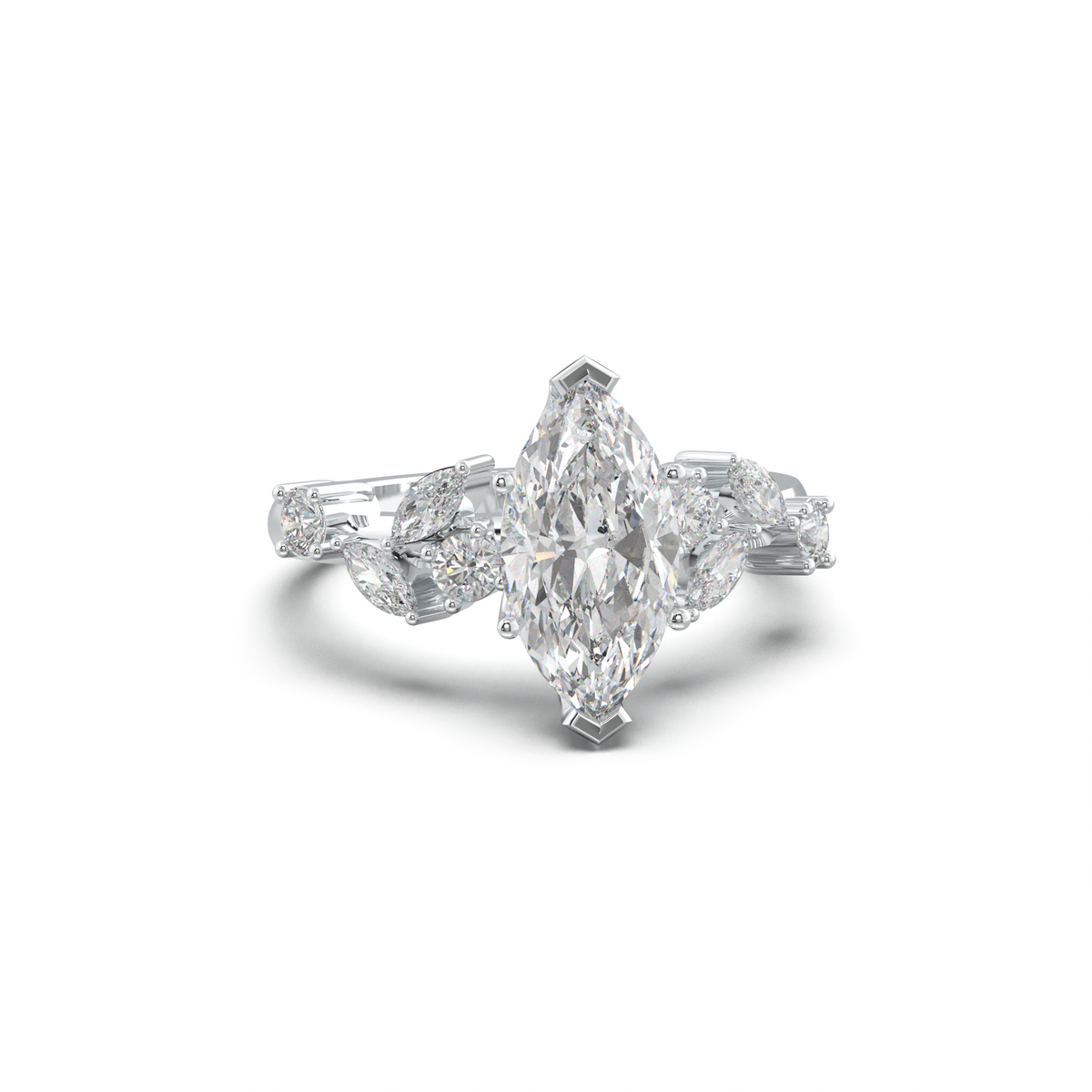 Marquise Mixed Side-Stone Engagement Ring