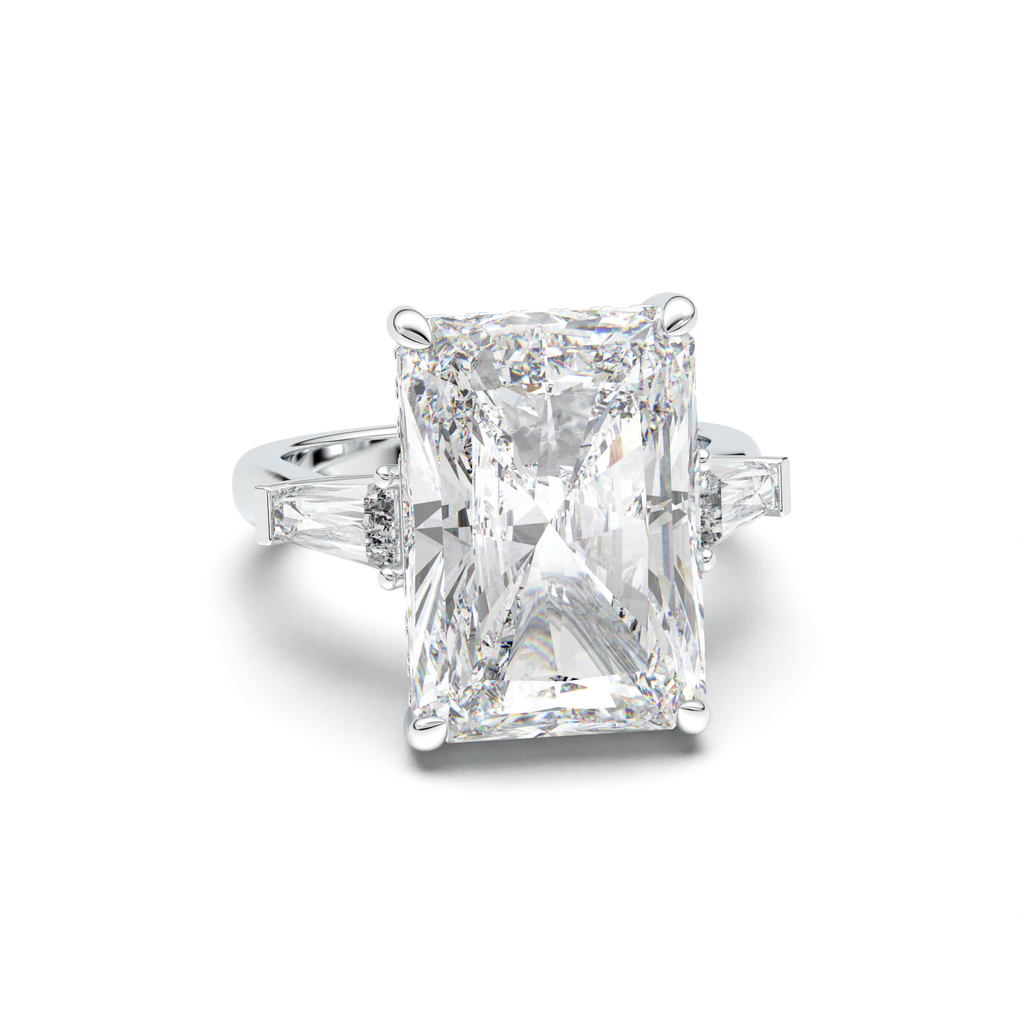 Radiant Baguette Hidden Halo Engagement Ring