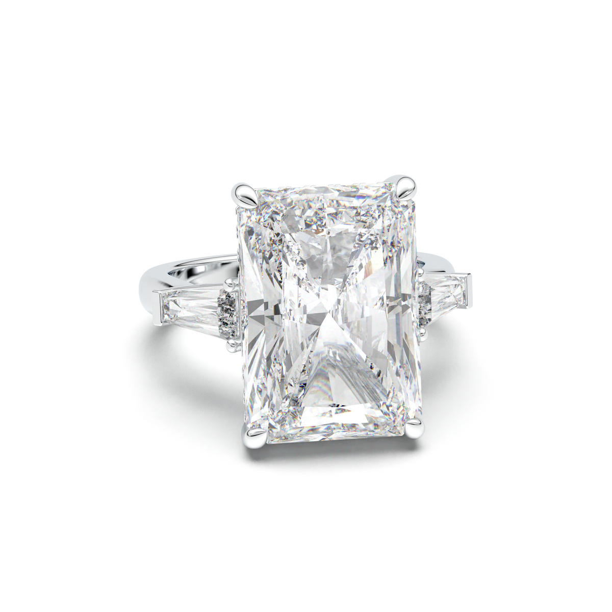 Radiant Baguette Hidden Halo Engagement Ring