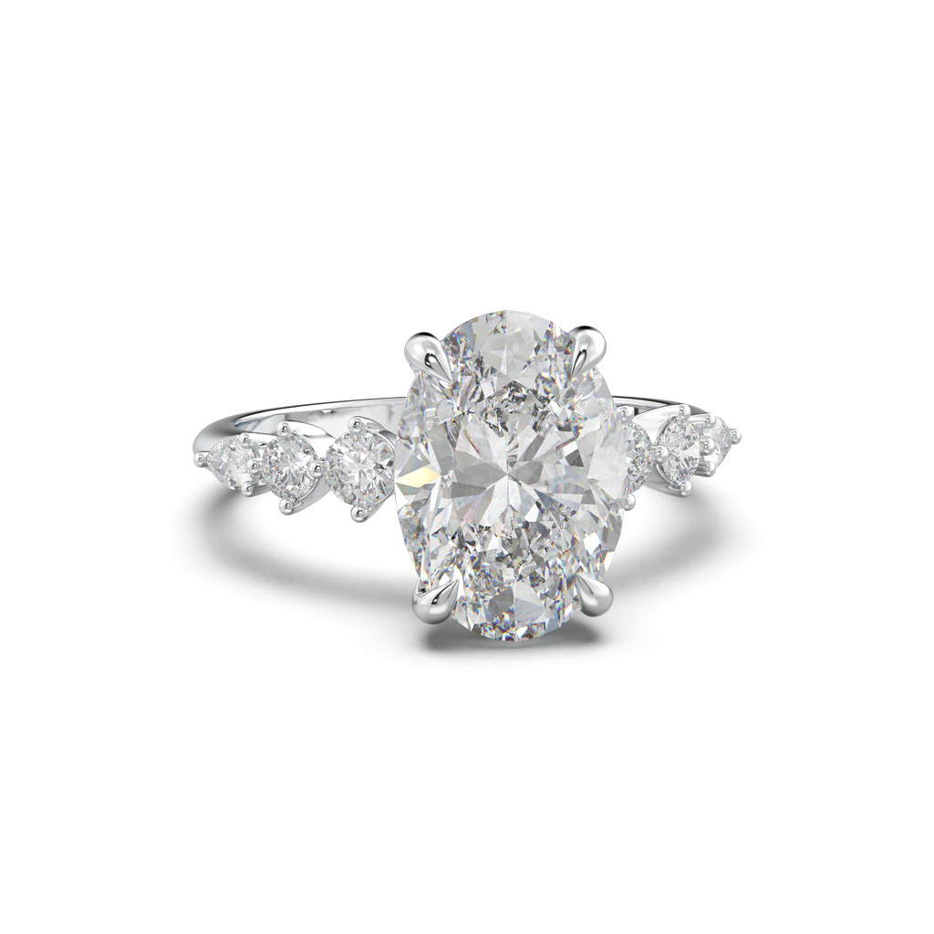 Oval Pear-Accent Engagement Ring