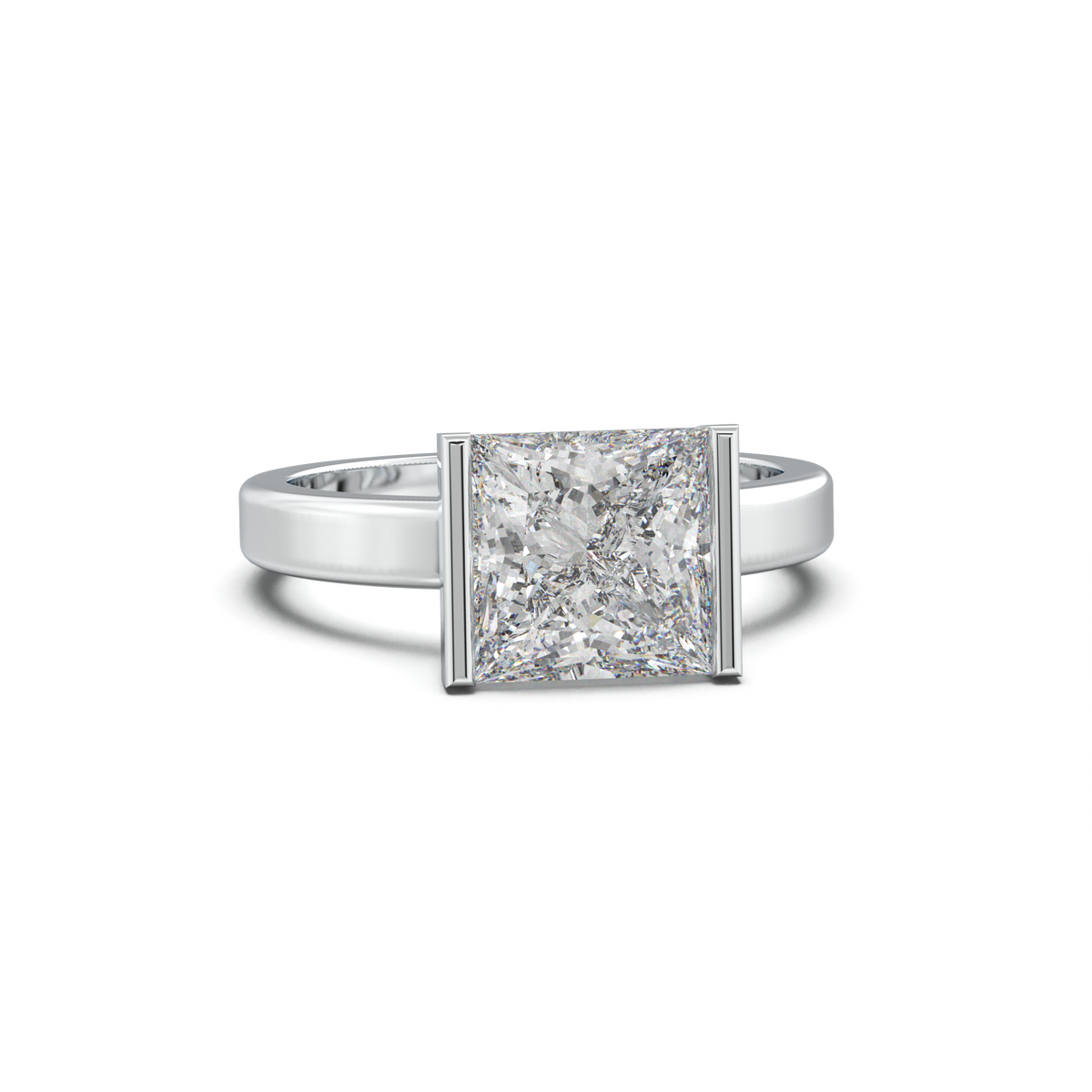Princess Half-Bezel Engagement Ring