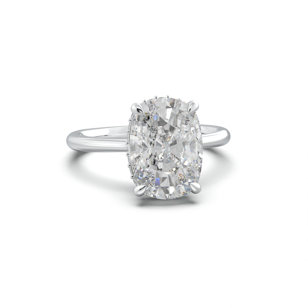 Cushion Hidden Halo Engagement Ring