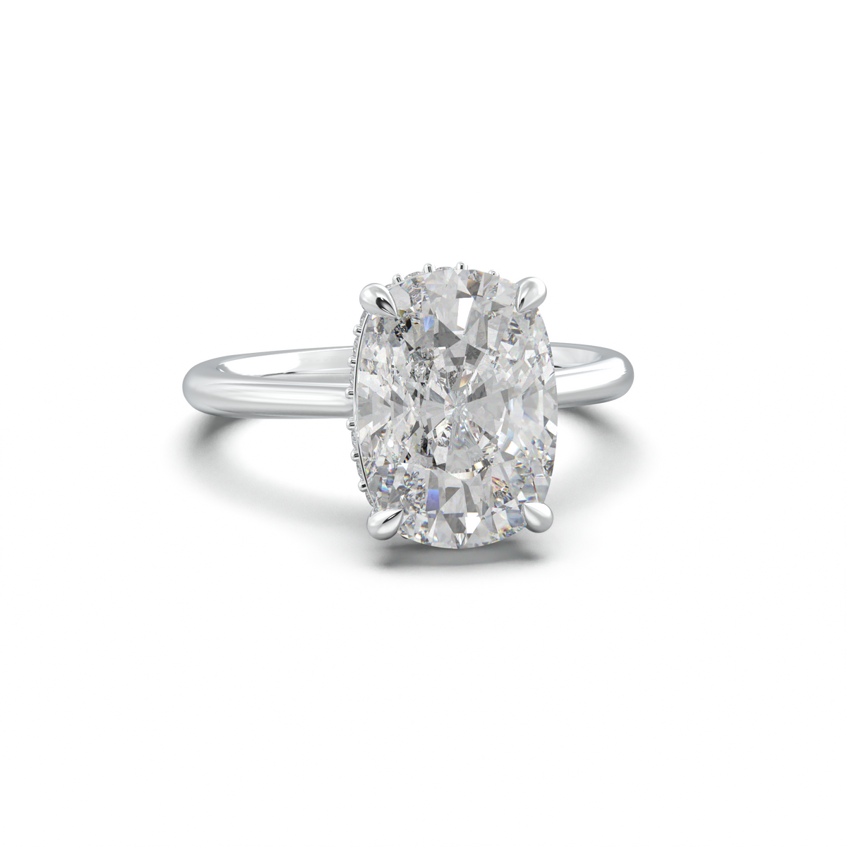Cushion Hidden Halo Engagement Ring