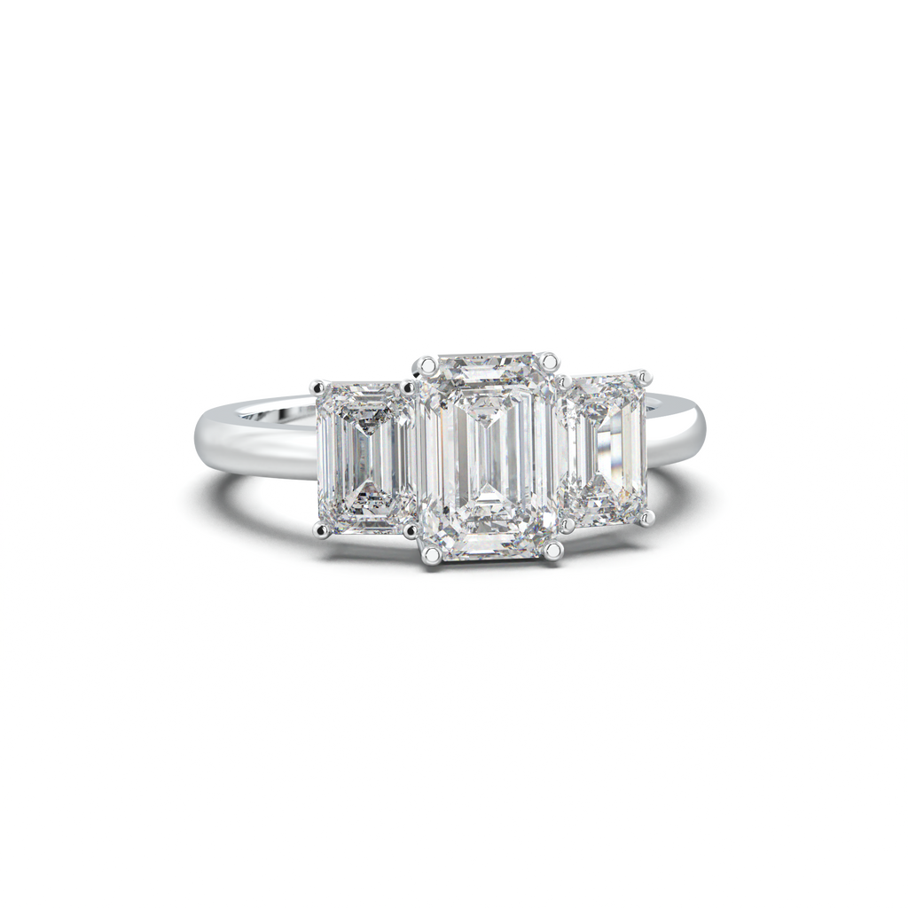 Emerald Three-Stone Engagement Ring