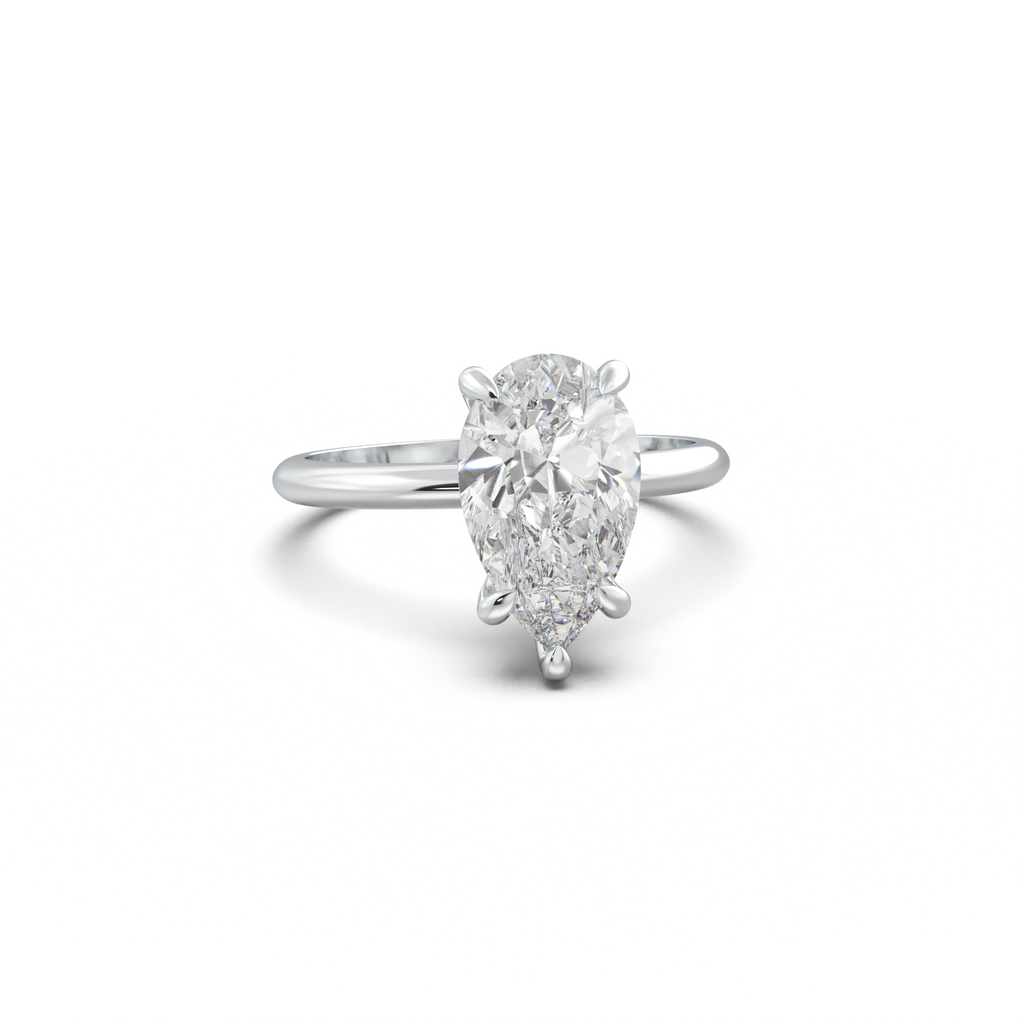 Pear Hidden Halo Engagement Ring
