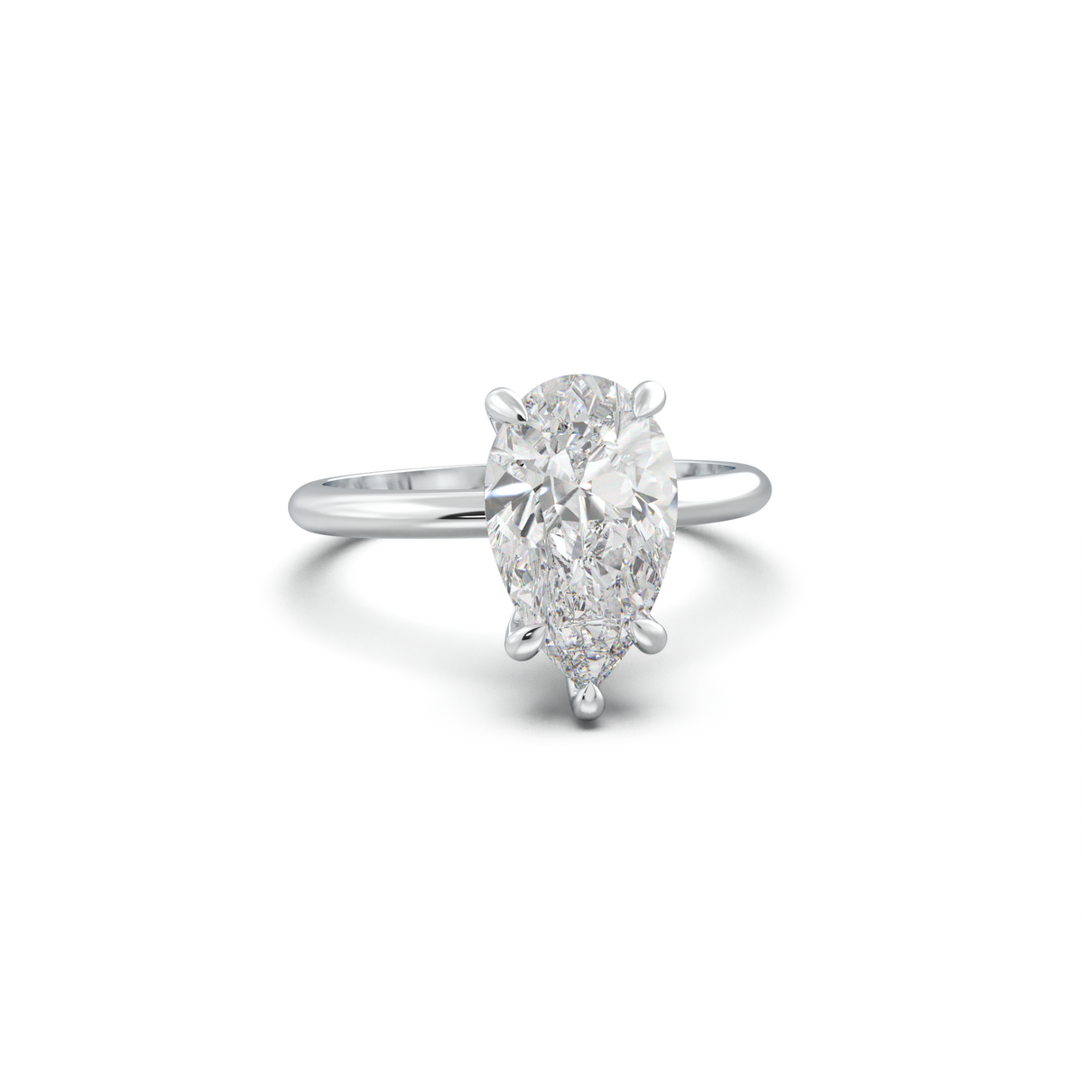 Pear Hidden Halo Engagement Ring