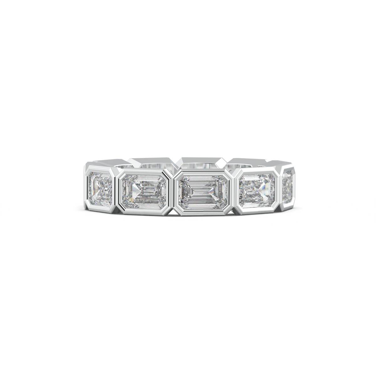 Emerald-Cut Bezel-Style Eternity Wedding Band